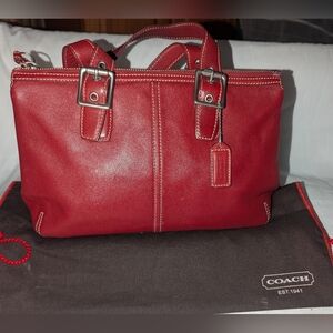 Coach Vintage Legacy Soho Y2K Red Leather Handbag with Silver Accents